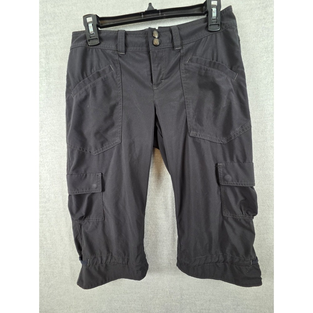 Athleta 4 Pants Black Cargo Cropped Casual Active Stretch Pockets Hiking Workout
